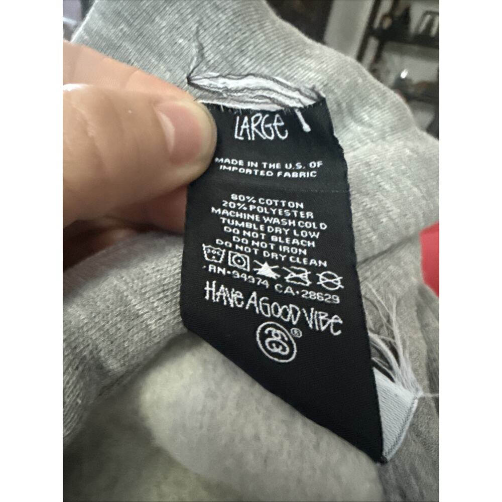 Stussy Madrid Chapter Zip Up Hoodie Ash Heather Grey Size Large NEW-CUT TAG